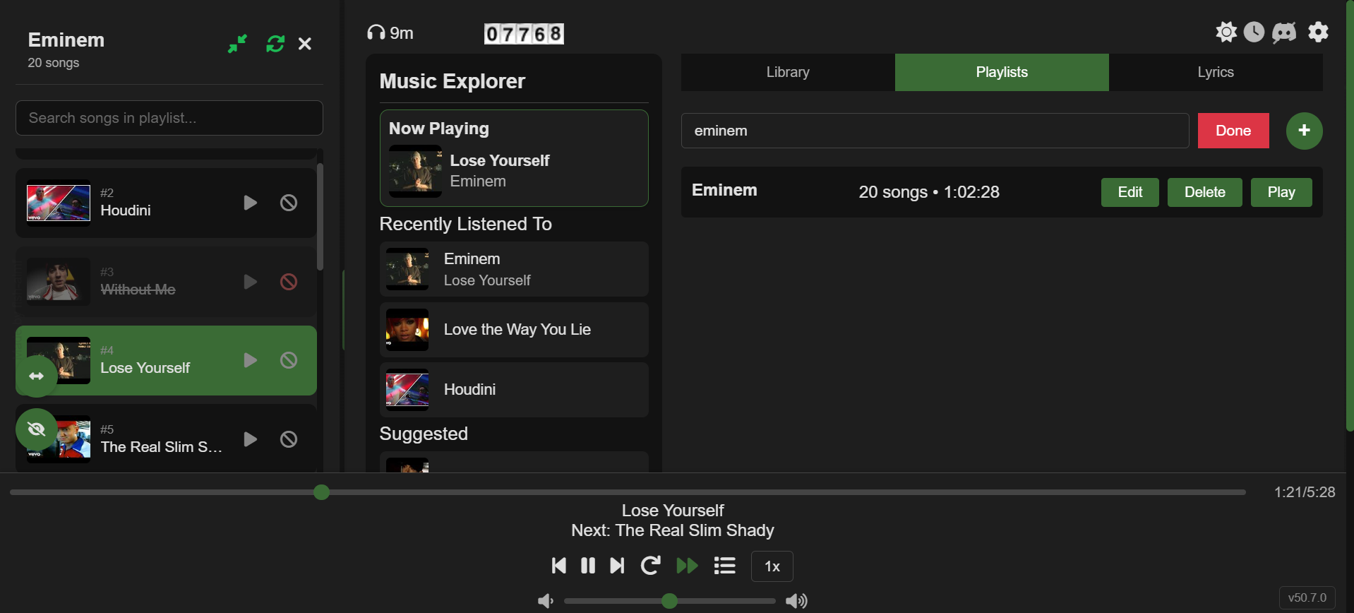 Expanded Playlist Sidebar