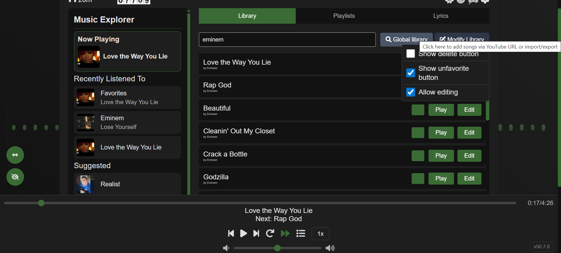 Library Buttons Modify